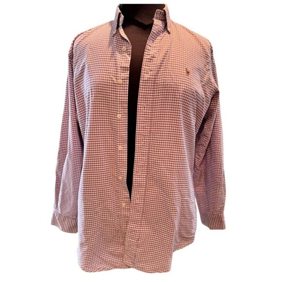 Ralph‎ Lauren Polo Shirt Mens 16-33 XL Purple Gingham Classic Pony Button Down - Picture 1 of 8